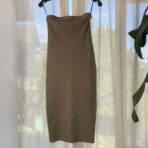 F21 Strapless Olive Bodycon Dress